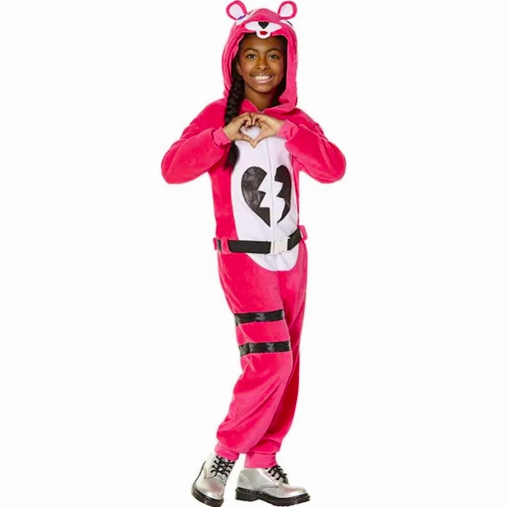 Cuddle Team Leader Onesie Kids Pink Bear from Fortnite